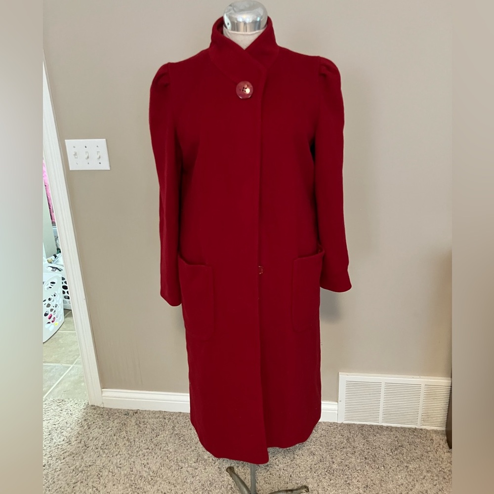 Red Wool Vintage Jill Junior Winter Coat. Women’s size XS or teen size.